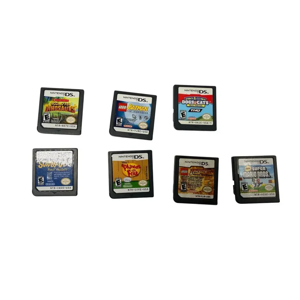 Nintendo DS Black w/ Games Travel Case Charger NO Stylus
